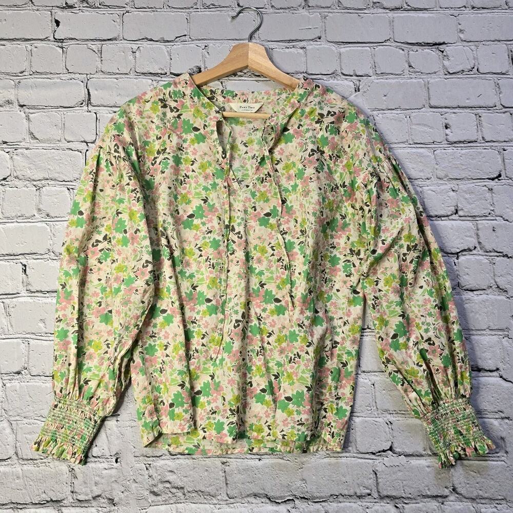 Part Two Denmark Womens NamisPW Blouse 100% Cotton Green Flower Print Size EU 38